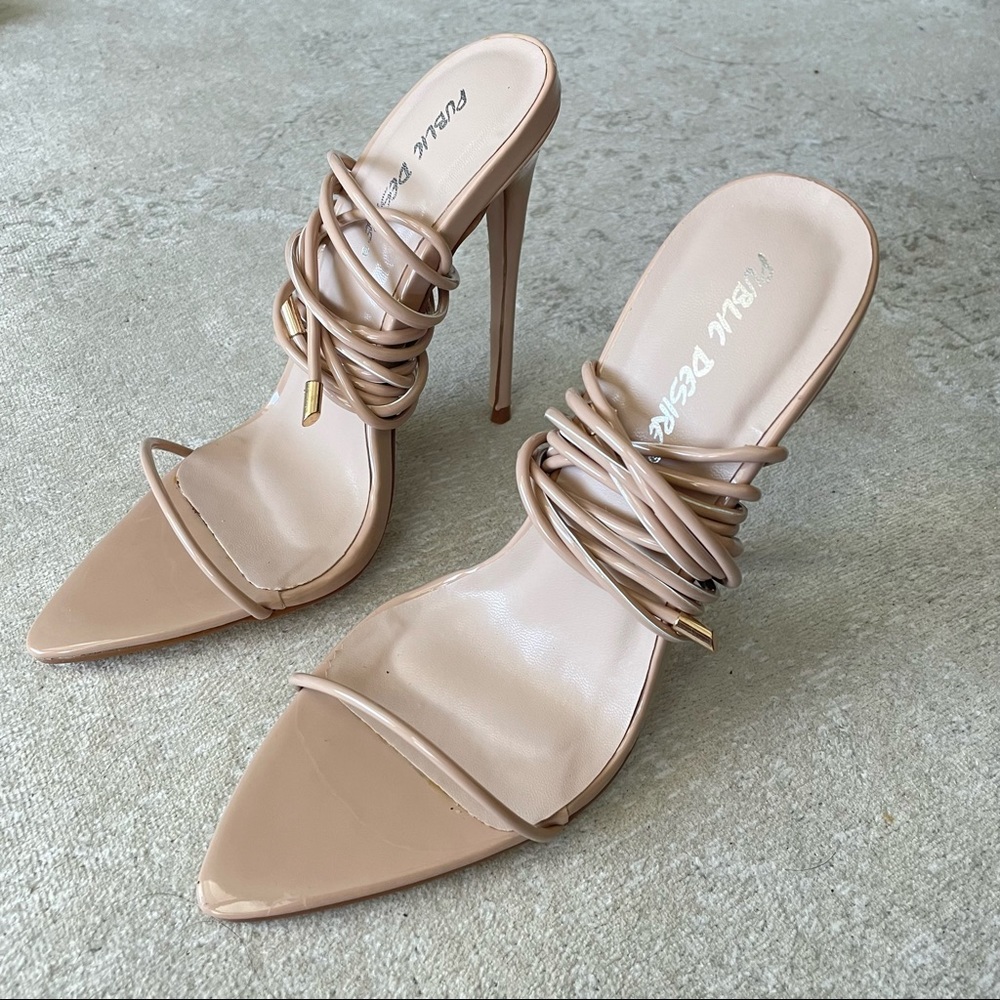 BRAND NEW Nude Strappy Lace Up Heels - Picture 4 of 5
